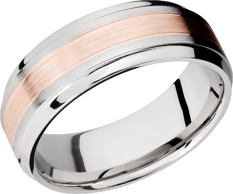 Women’s rings with topaz gems for brilliance -Cobalt chrome 8mm with an inlay of 14k rose gold