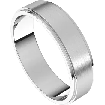 Women’s titanium rings with sleek modern designs -Palladium Standard Weight Stepped Edge 5 MM Flat Band with Satin Finish