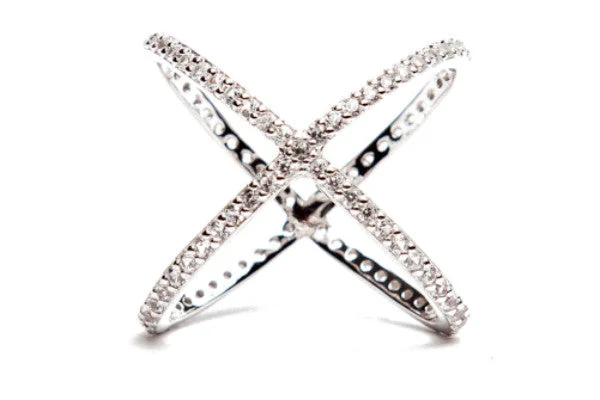 Women’s rings with butterfly motifs for whimsy -Criss Cross Ring - White Gold