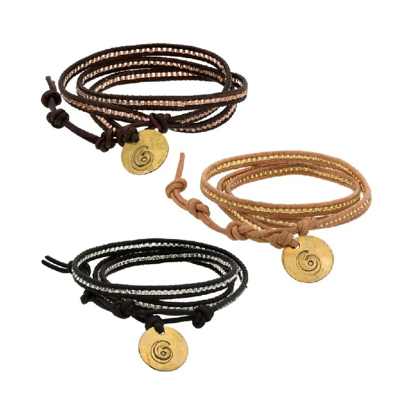 Bangles with polished onyx for bold sleekness -Sasa Classic 3x Wrap Bracelet