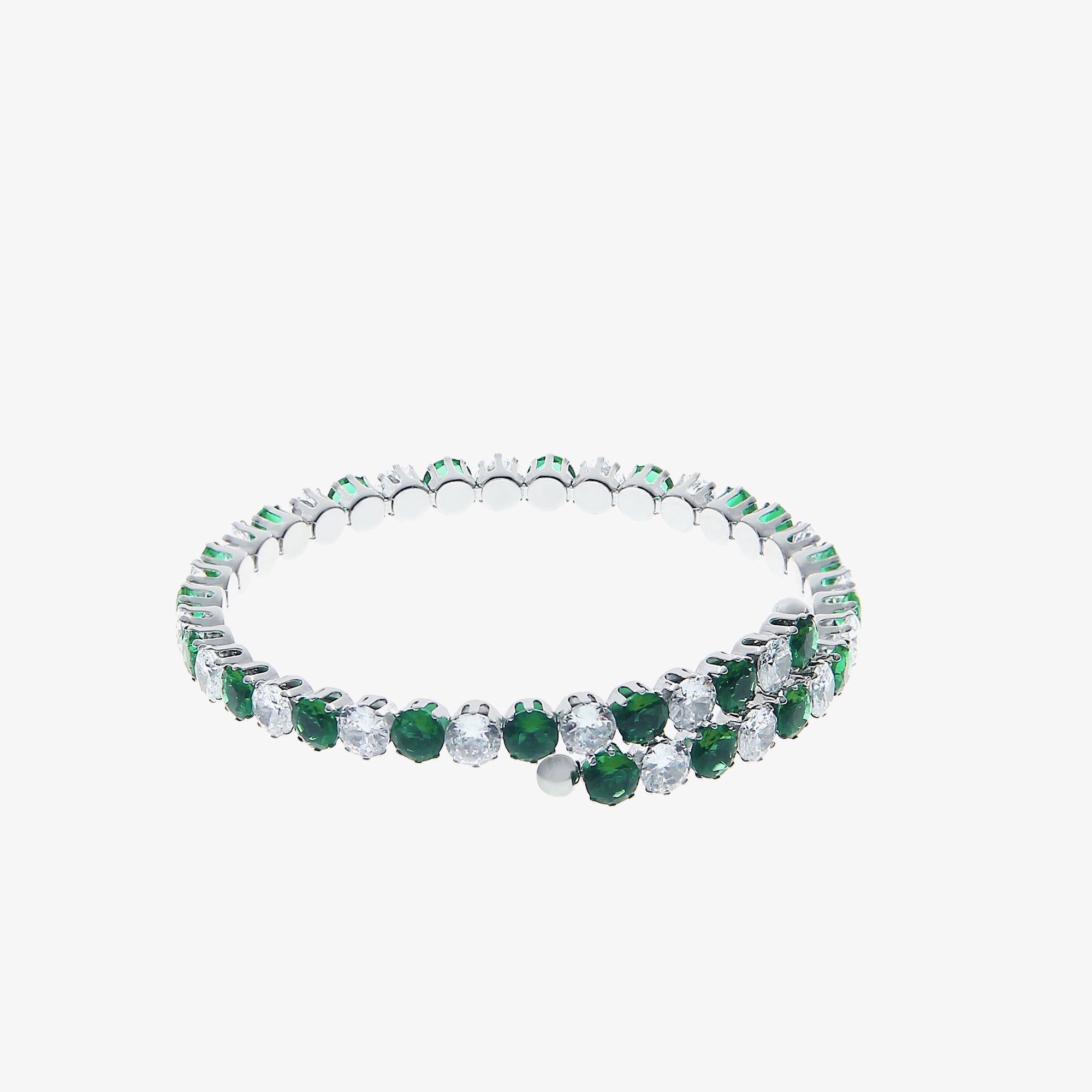 Green and white diamond bracelet / 18 cm (7 inches)