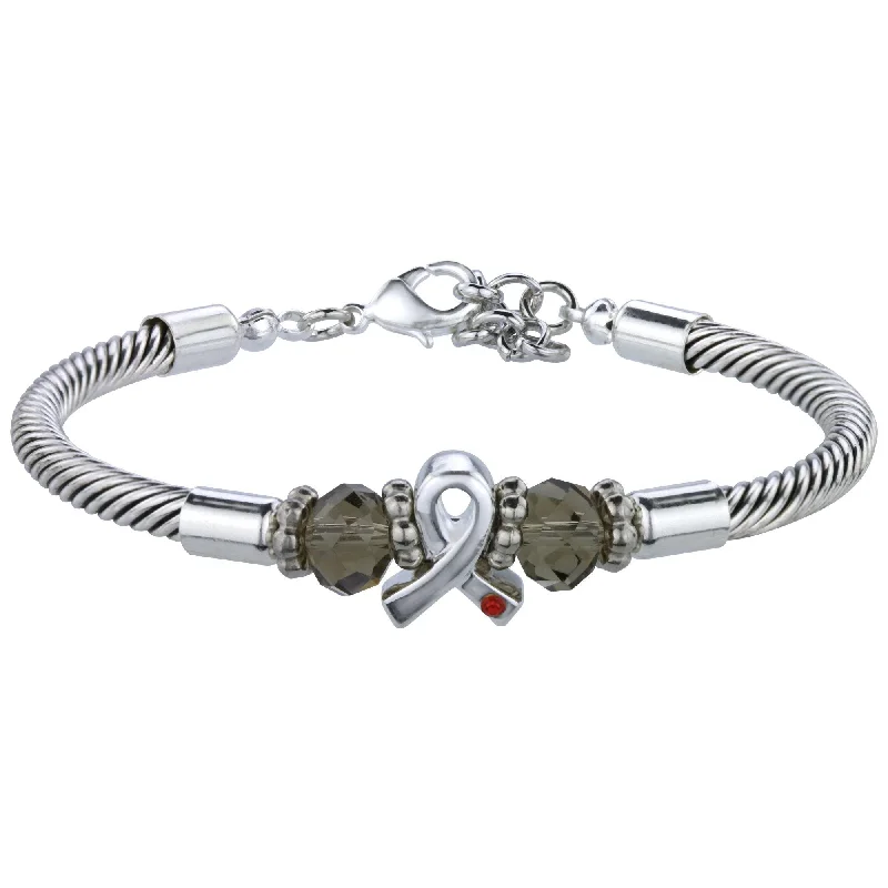 Bangles with raw sapphire for rugged chic -Diabetes Awareness Ribbon Cable Bracelet!