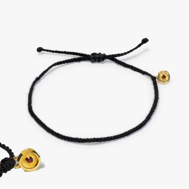 Bracelets with matte rose gold for subtlety -Black Original bracelet - 14k Gold plated with Red Garnet stone