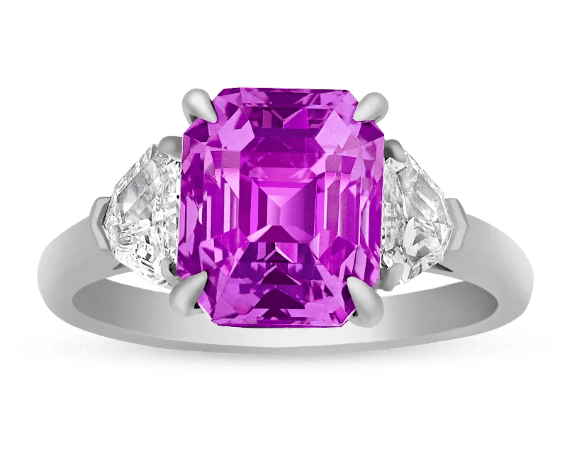 Women’s rings with starburst garnet for beauty -Pink-Purple Sapphire Ring, 5.02 Carats