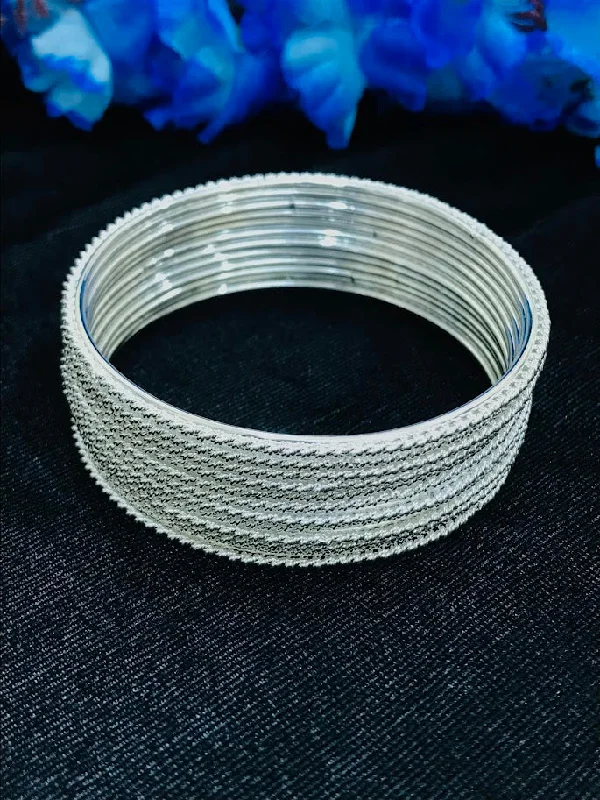 Bracelets with branch patterns for nature flair -Dazzling White Color Metal Bangles For Women