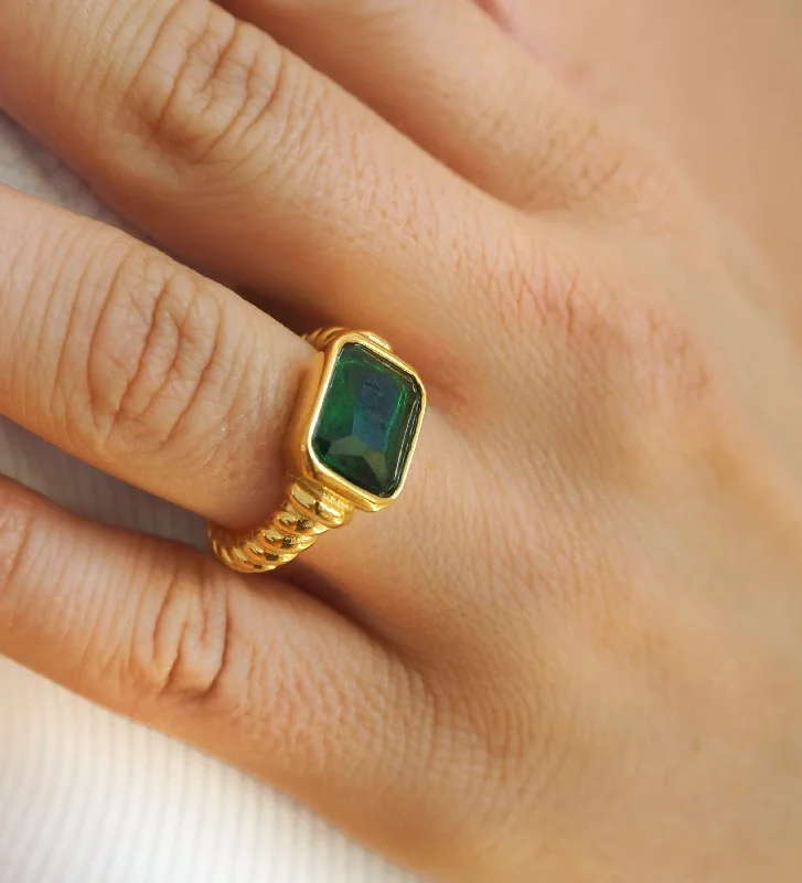 Women’s rings with faceted fluorite for hues -Audrey Ring | Emerald