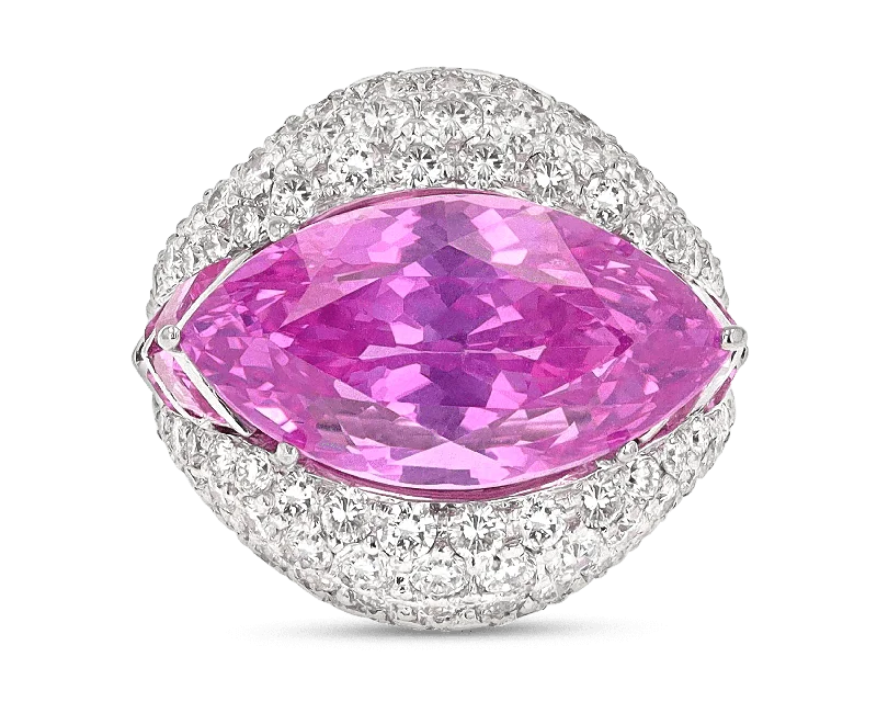 Women’s rings with twisted bands for style -Purplish-Pink Sapphire Ring, 26.02 Carats