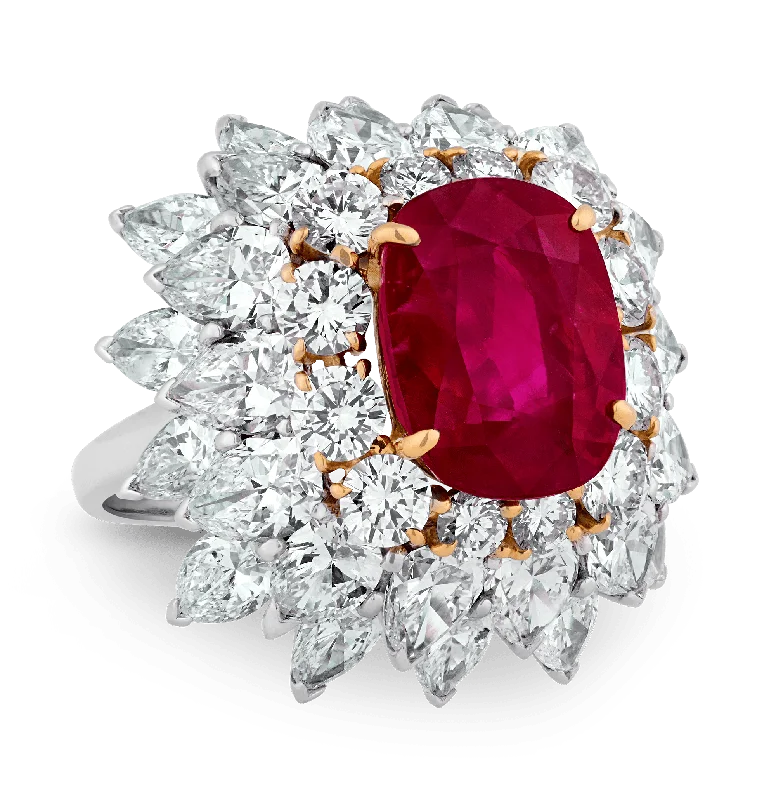 Women’s rings with aventurine for green luck -Bulgari Burma Ruby and Diamond Ring, 8.18 Carats