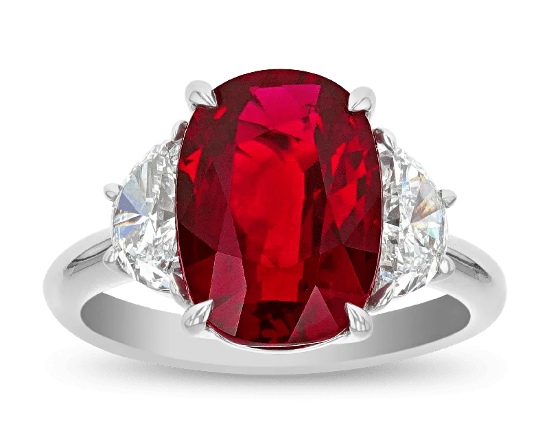 Women’s rings with shield-cut topaz stones -Mozambique Ruby Ring, 5.29 Carats