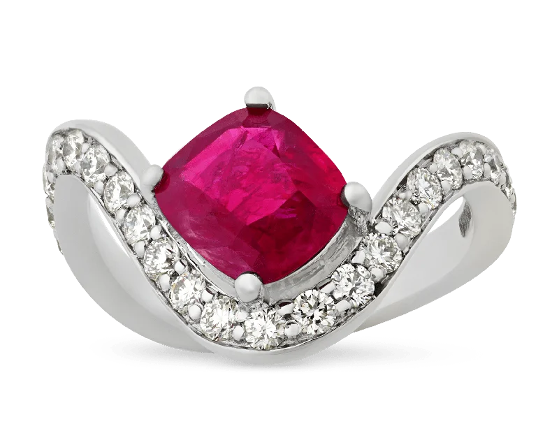 Women’s rings with twisted bands for style -Burma Ruby Ring, 2.39 Carats