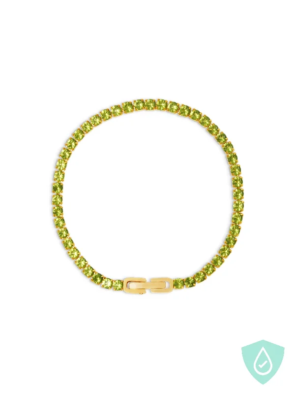 Bangles with herkimer diamonds for raw clarity -Green Tennis Bracelet