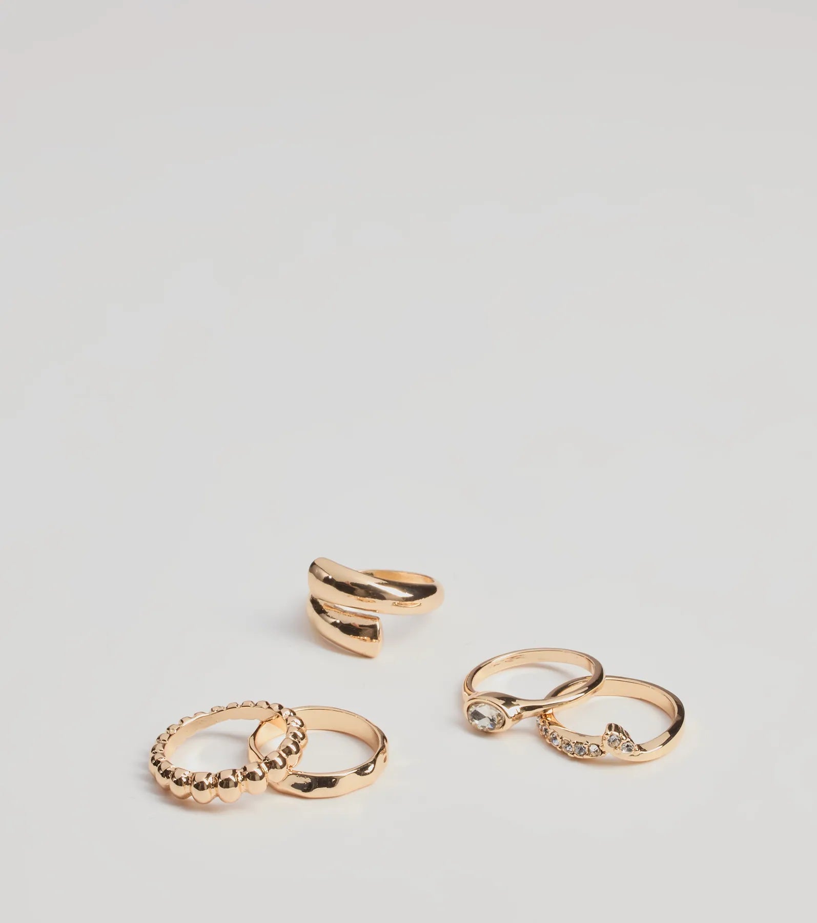 Women’s rings with herkimer diamonds for clarity -Elevated Chic Five-Pack Ring Set