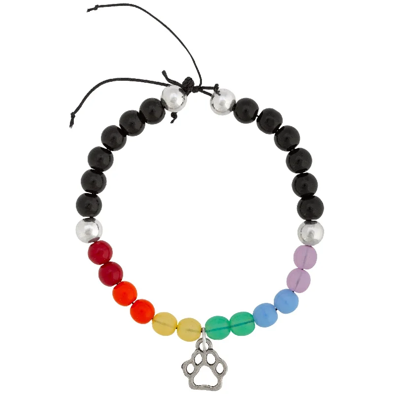 Bracelets with polished coral for vibrant shine -Rainbow Bridge Paw Adjustable Bracelet!