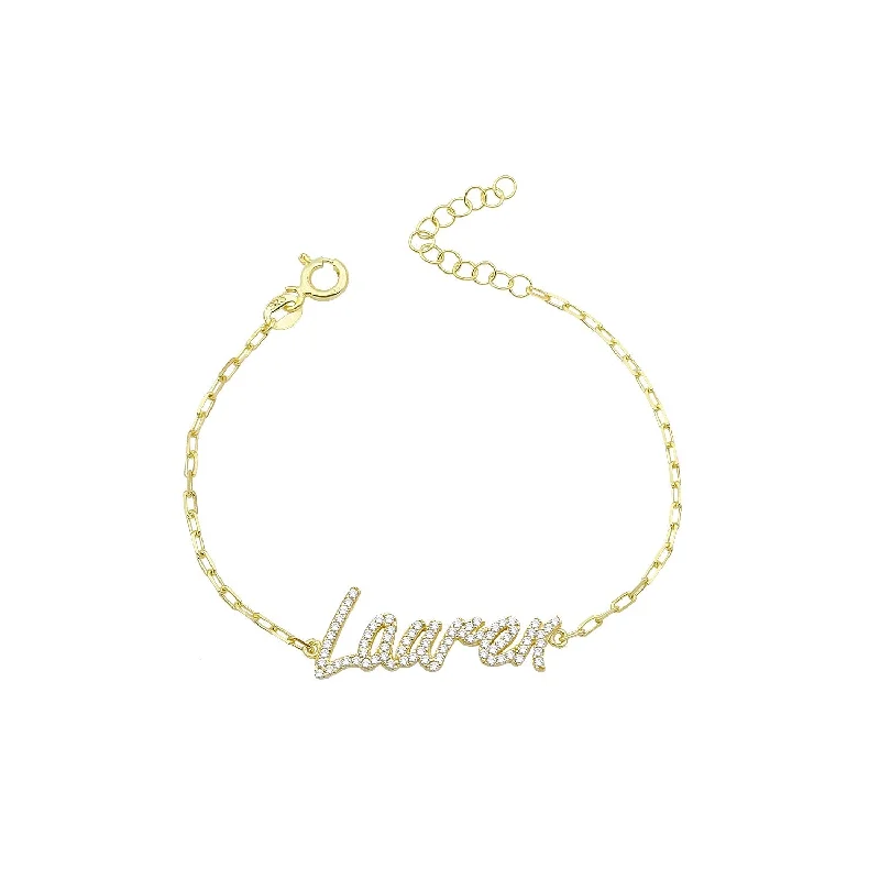 Bracelets with engraved messages for sentiment -Personalized CZ Name Bracelet