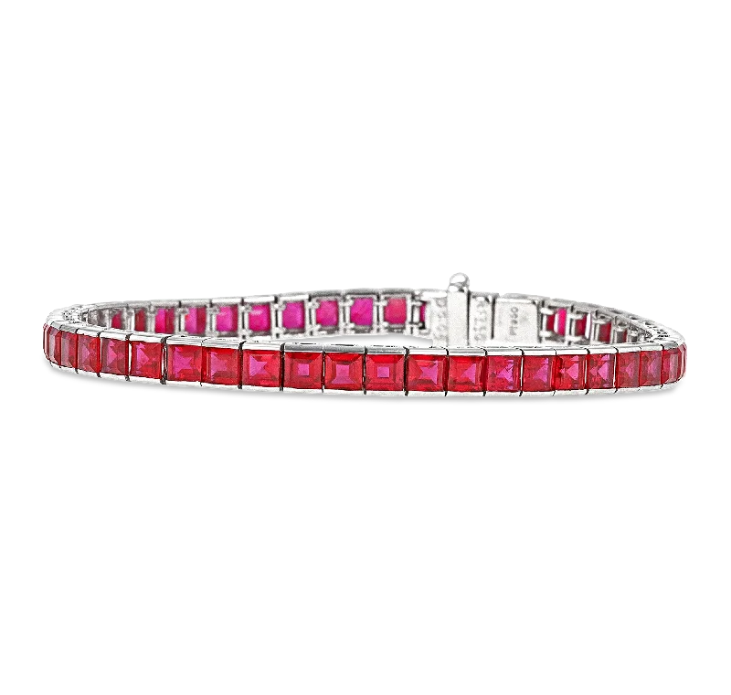 Bangles with claw-set tourmaline for vibrancy -Ruby Line Bracelet, 13.35 Carats