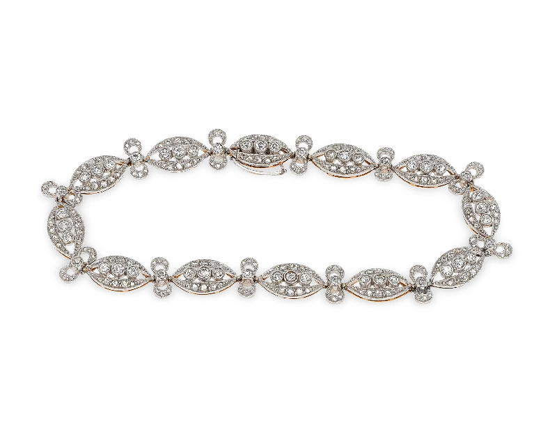 Rose gold bracelets with sleek minimalist designs -Edwardian Diamond Bracelet, 1.55 Carats