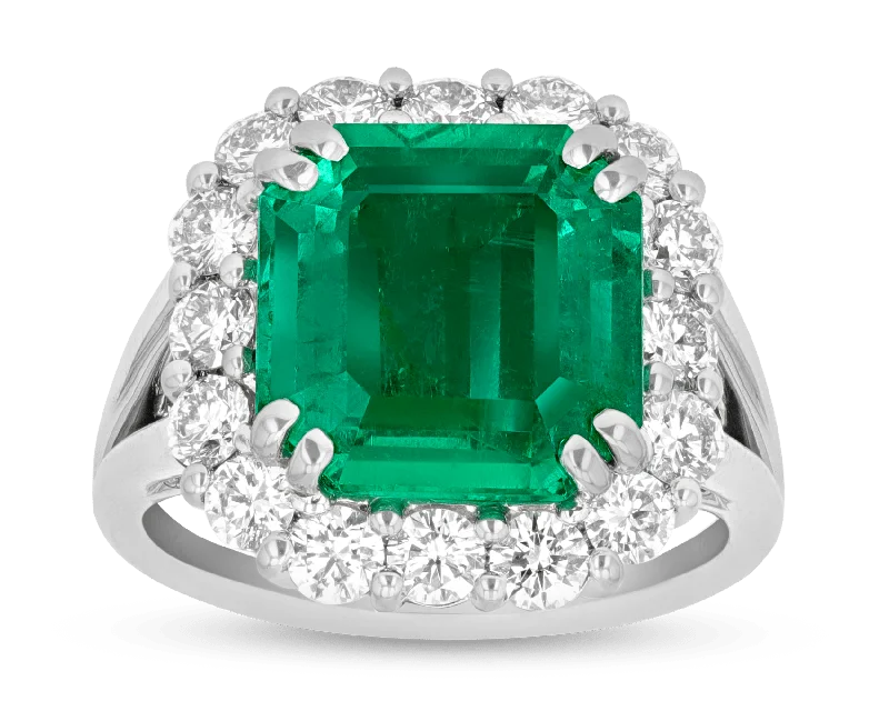 Women’s custom rings with engraved love messages -Colombian Emerald Ring, 5.11 Carats