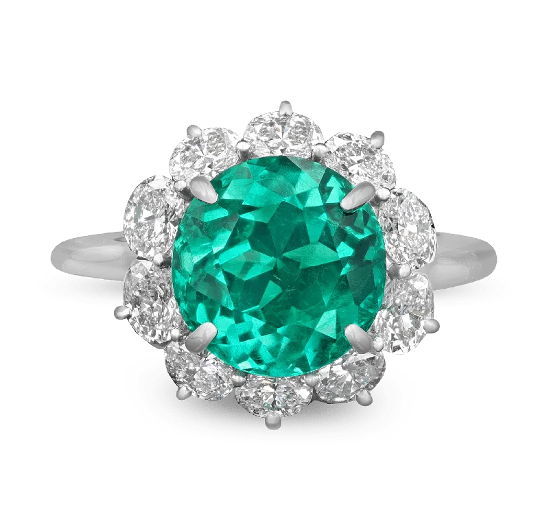 Women’s rings with engraved constellations for stars -Colombian Emerald and Diamond Ring, 5.21 Carats