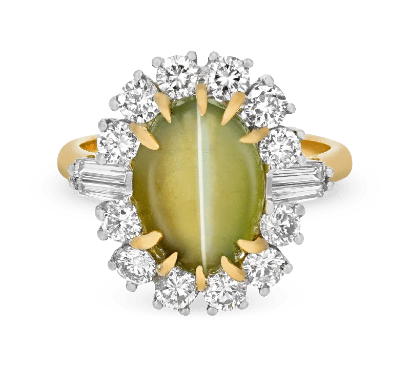 Women’s rings with twisted bands for style -Cat's Eye Chrysoberyl Ring, 8.06 Carats