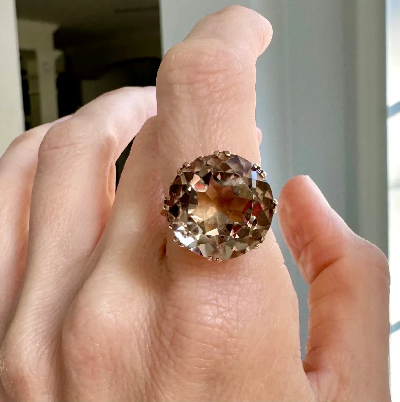 Women’s rings with faceted garnet for richness -Antique Smokey Quartz Cocktail Ring