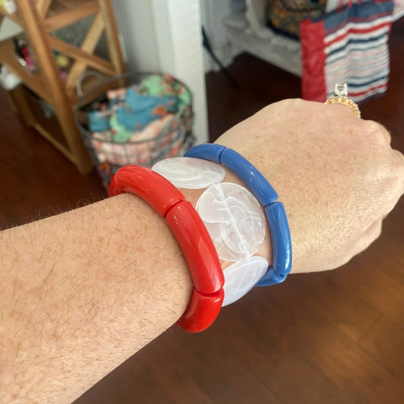 Bangles with natural amber for warm glow -'merica bracelet stack