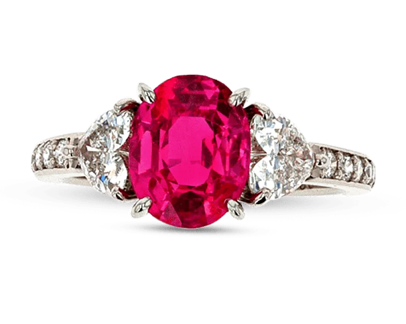 Women’s rings with engraved constellations for stars -Untreated Burma Pink Sapphire Ring, 2.72 Carats