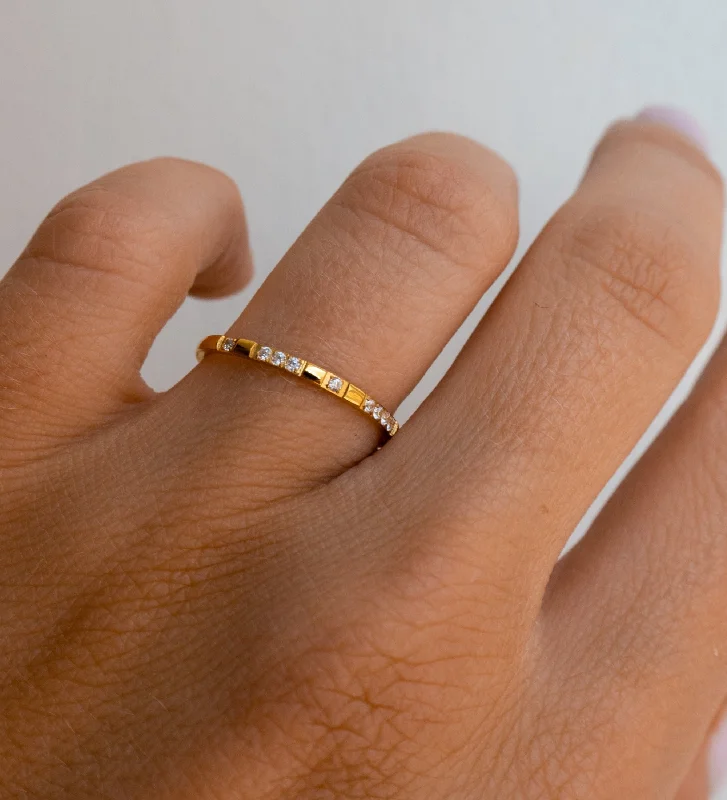 Women’s slim rings with pave sapphire accents -Maeve Ring