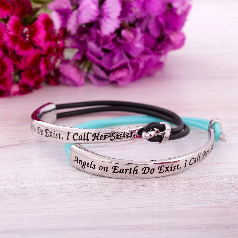 Bracelets with knot accents for symbolic charm -Sisters are Angels on Earth Bracelet