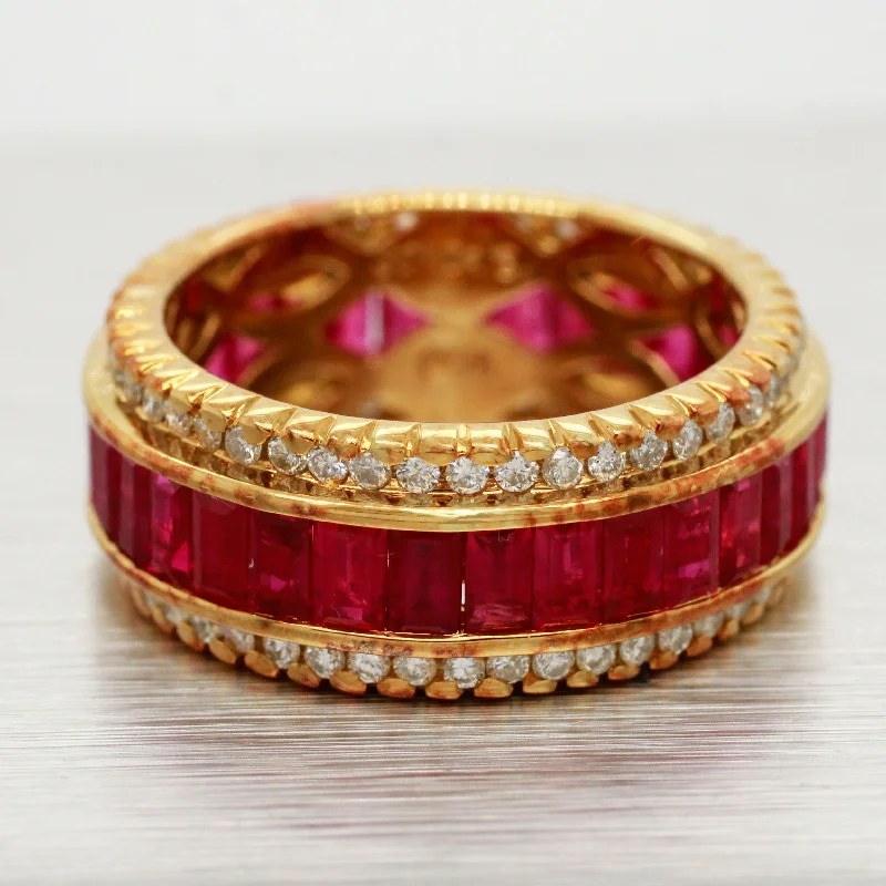 Women’s rings with clustered rose quartz stones -Sonia Bitton 5.20ctw Ruby & Diamond Eternity Ring | 18k Yellow Gold Band