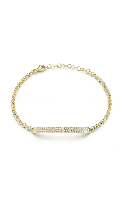 Gold bracelets with delicate diamond charm accents -ID Bar Bracelet