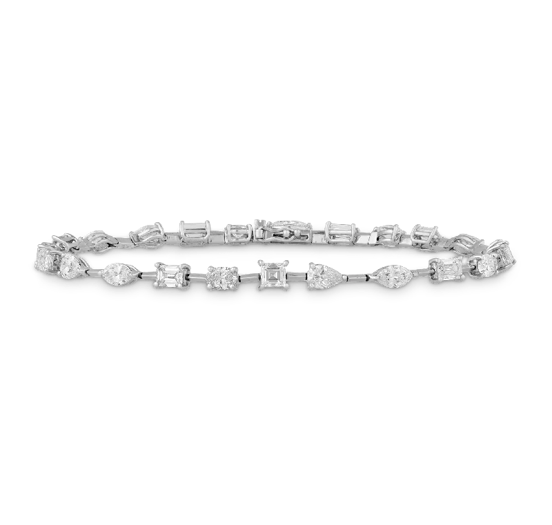 Bracelets with opal gems for iridescent glow -Multi-Shape Diamond Tennis Bracelet, 4.98 carats