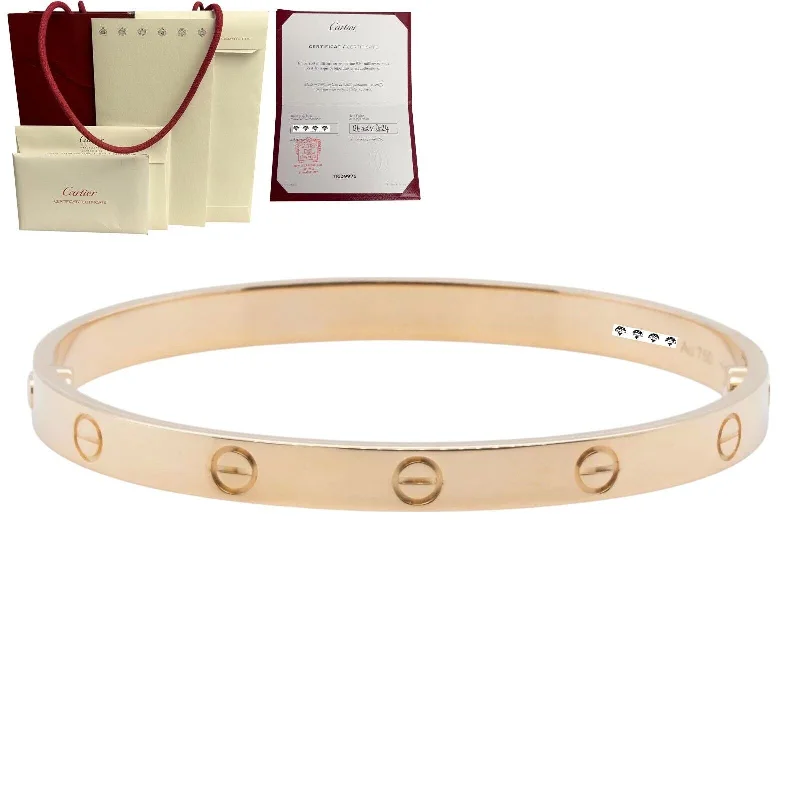 Bracelets with polished coral for vibrant shine -2024 NEW STYLE Cartier Love 18k Yellow Gold Bangle Bracelet Size 19 BAG BOX CERT