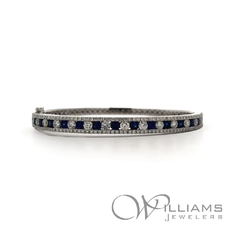 Bangles with twisted metal bands for flair -Williams Signature 18 Karat Sapphire Bracelet