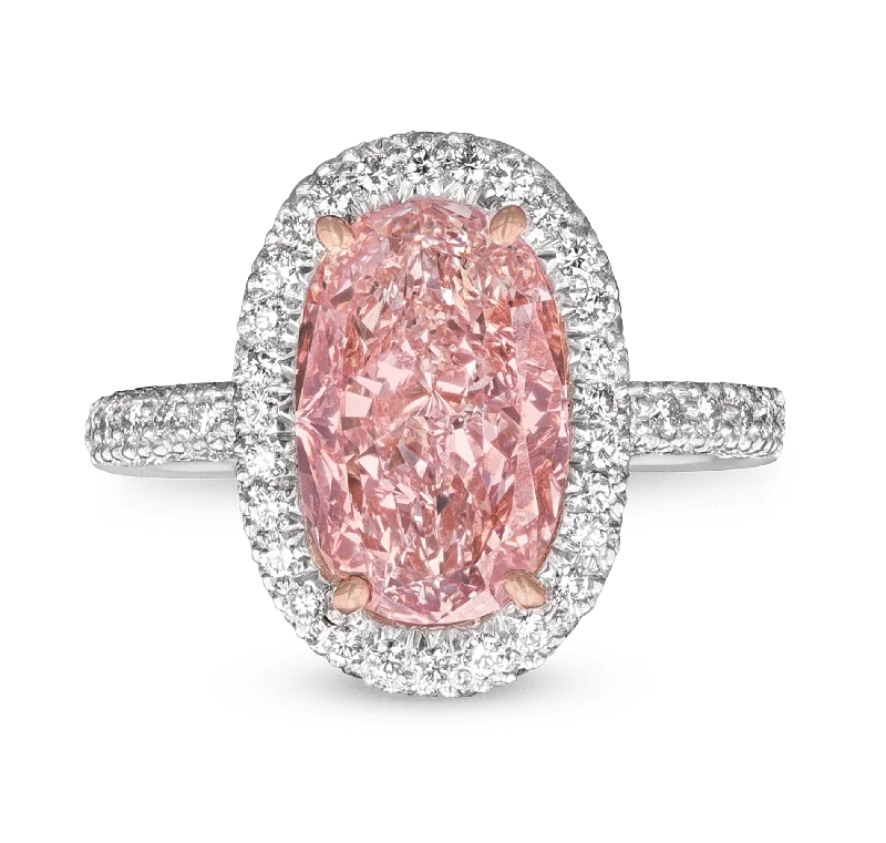 Women’s minimalist rings with polished onyx shine -Natural Fancy Pink Diamond Ring, 3.31 carats