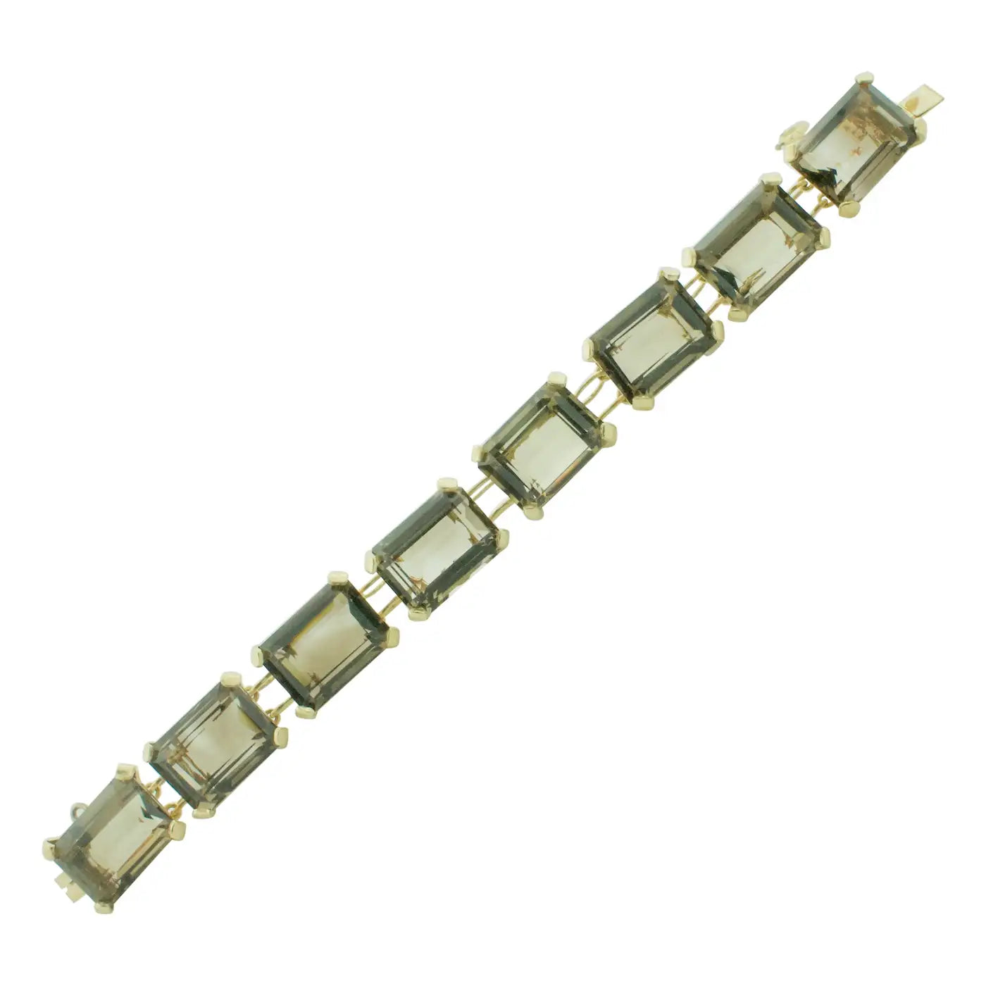 Bracelets with sleek topaz for icy shine -110.00 Carats Smokey Quartz Tennis Bracelet in Yellow Gold