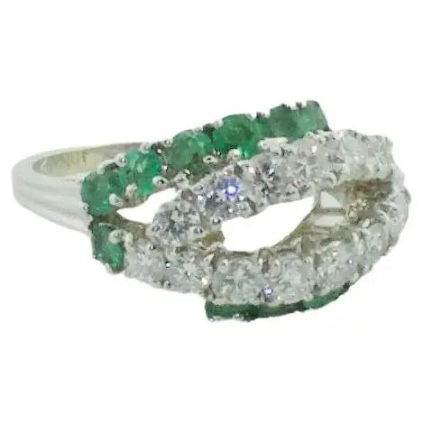 Women’s signet rings with bold family crests -Estate Vintage Emerald and Diamond Ring in 18k White Gold