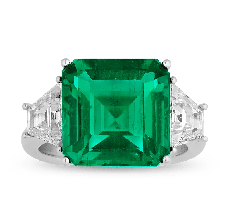 Women’s rings with matte silver for understated -Emerald Ring, 7.39 Carats