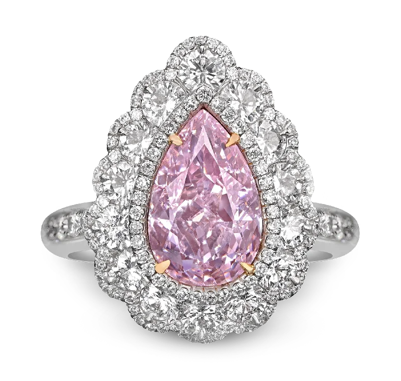 Women’s rings with rough garnet for rugged -Natural Fancy Purplish-Pink Diamond Ring, 2.58 carats