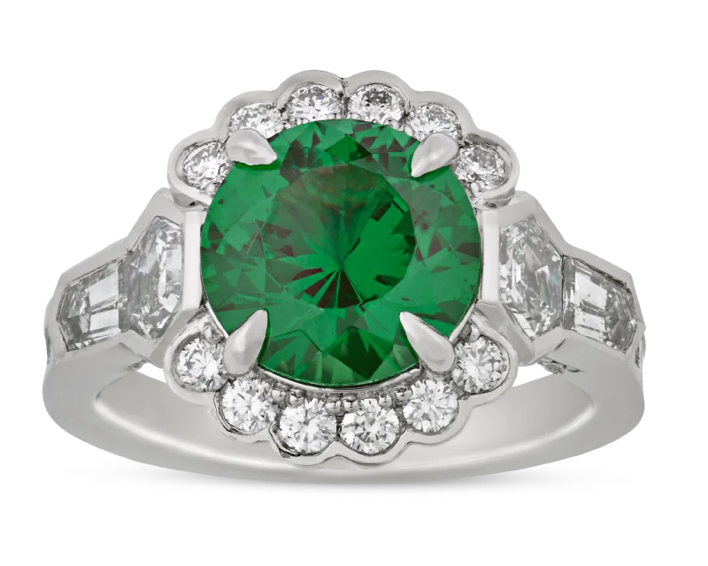 Women’s delicate rings with tiny sapphire accents -Untreated Tsavorite Garnet Ring, 3.03 Carats