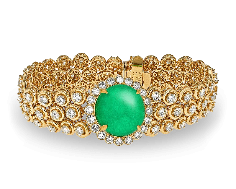 Bangles with vibrant peridot for green pop -Colombian Emerald and Diamond Bracelet by Van Cleef & Arpels