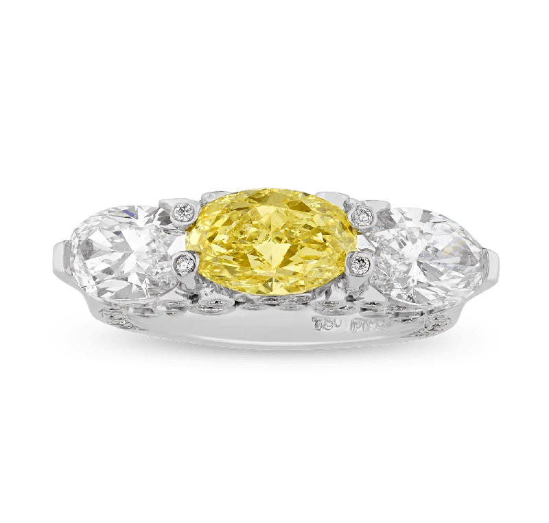 Women’s rings with crown-inspired topaz designs -Fancy Yellow Diamond Ring, 1.81 Carats