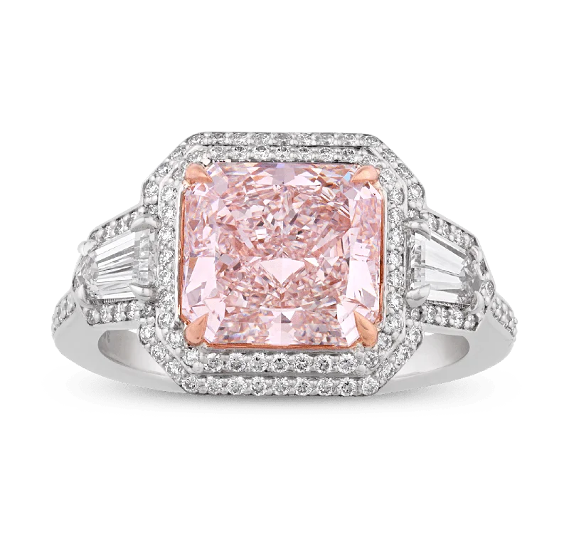 Women’s rings with engraved constellations for stars -Golconda Fancy Light Pink Diamond Ring, 3.09 Carats