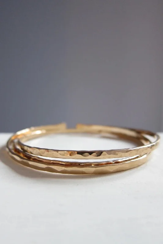 Bangles with claw-set stones for security -Hammered Bronze Bangle