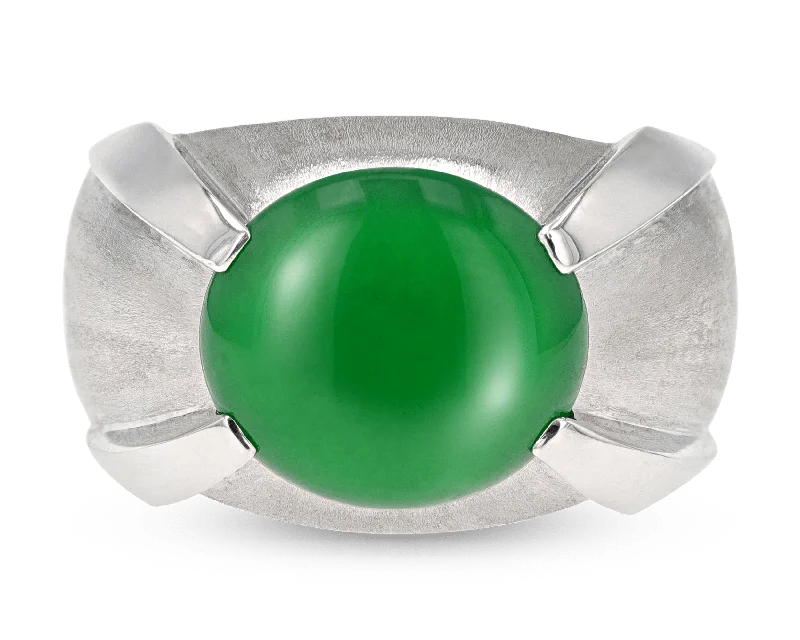 Women’s rings with engraved floral band patterns -Men's Jade Ring, 8.11 Carats