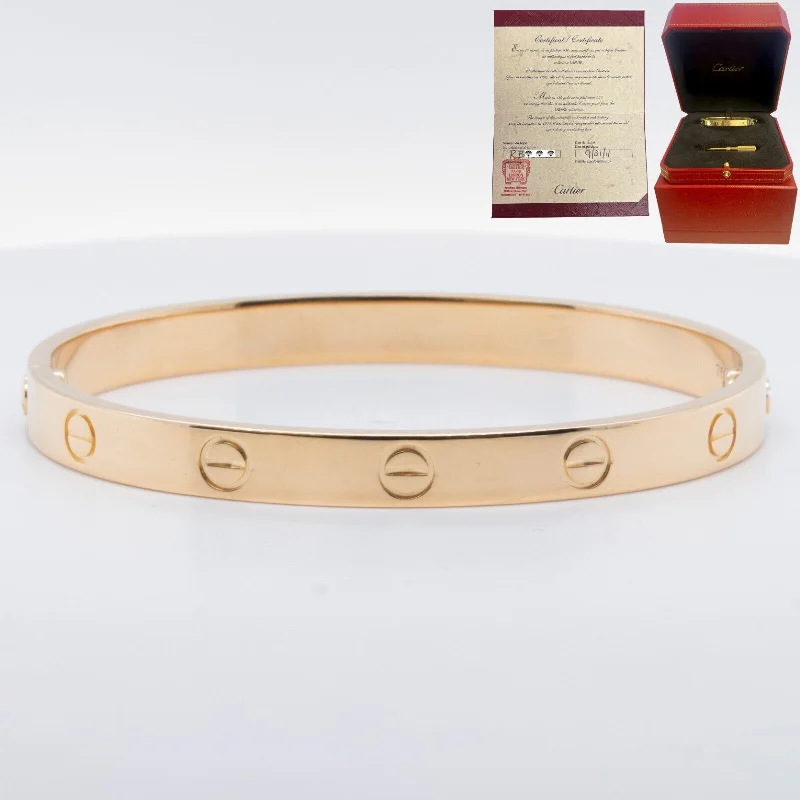 Bracelets with polished coral for vibrant shine -2011 Cartier Love 18k Yellow Gold Bangle Bracelet Size 17 BOX & CERTIFICATE