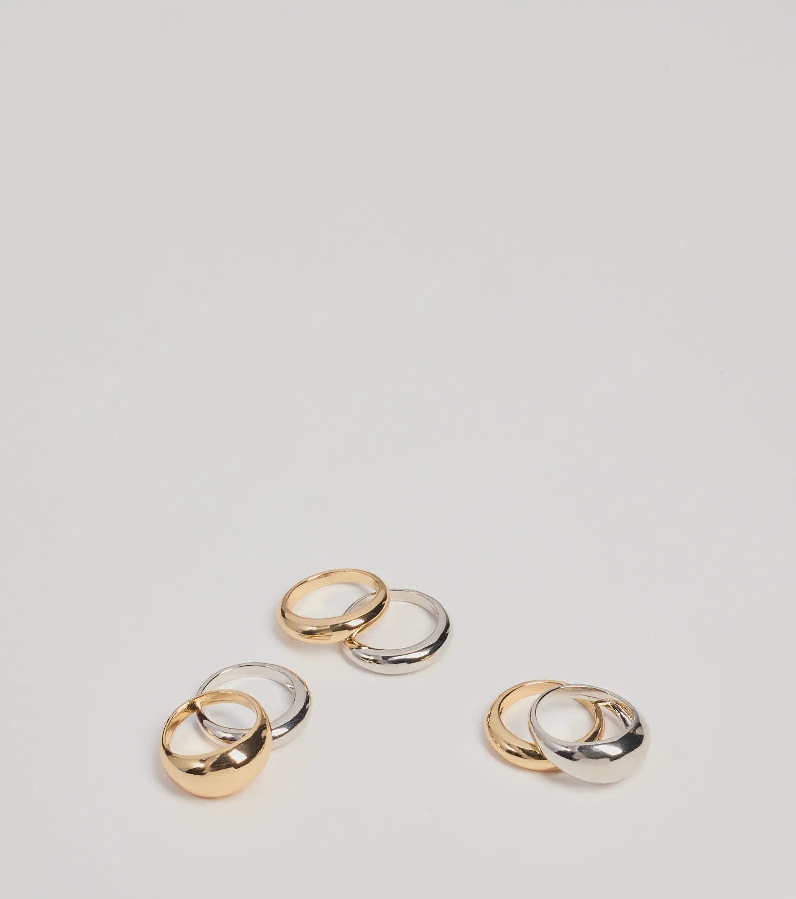 Women’s bold rings with hammered silver bands -Casual Chic Mixed Metals Multi Ring Pack