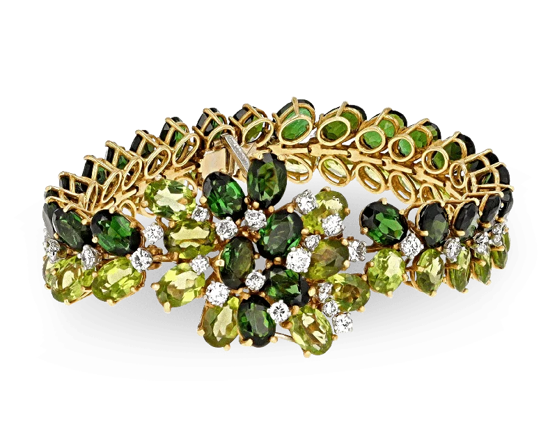 Bracelets with smoky quartz for muted tones -Julius Cohen Peridot and Tourmaline Bracelet