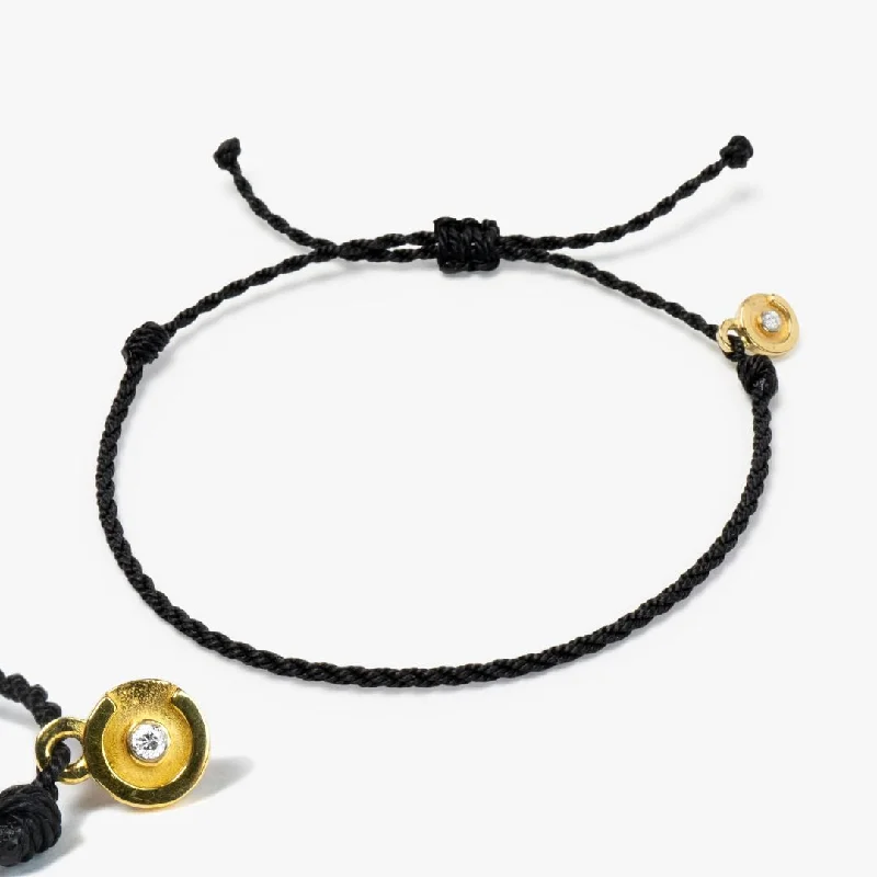 Bangles with polished jade for smooth calm -Bold Black Twisted bracelet - 14K Gold plated with Clear Zircon stone