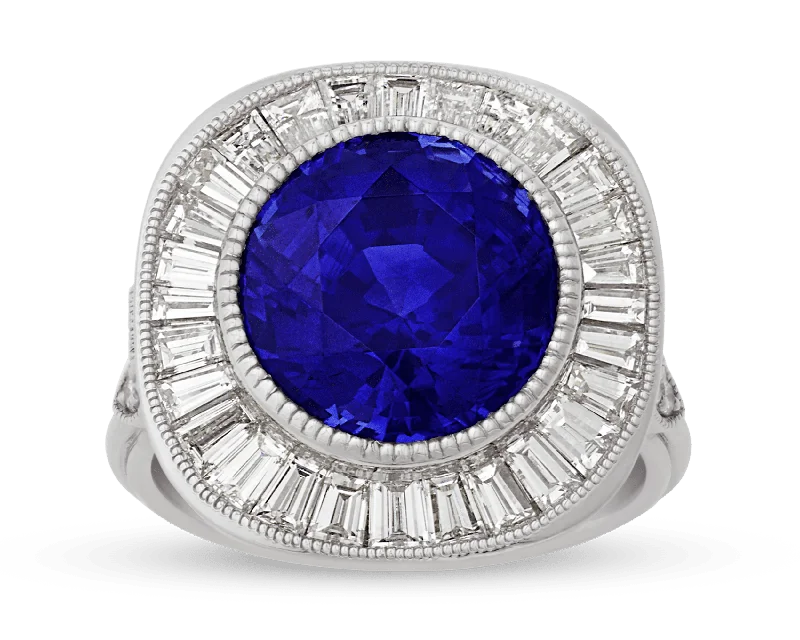 Women’s rings with matte silver for understated -Ceylon Sapphire Ring, 7.10 Carats