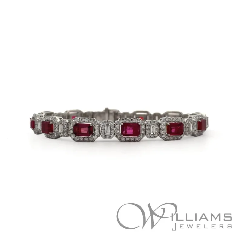 Rose gold bangles with geometric cutout designs -Williams Signature 18 Karat Ruby Bracelet